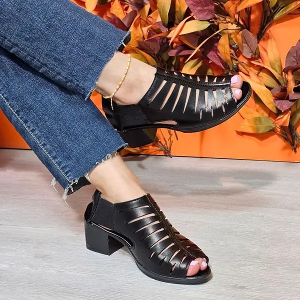 صندل پاشنه دار چرمی کشی لیزری ماسال کامفی