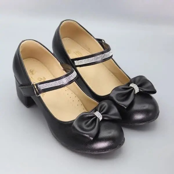 دخترانه پاشنه دار چرمی پاپیونی چسبی درسا 65