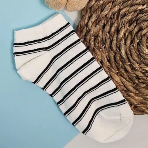 جوراب نیم ساق پنبه ای راه راه 7014 روما