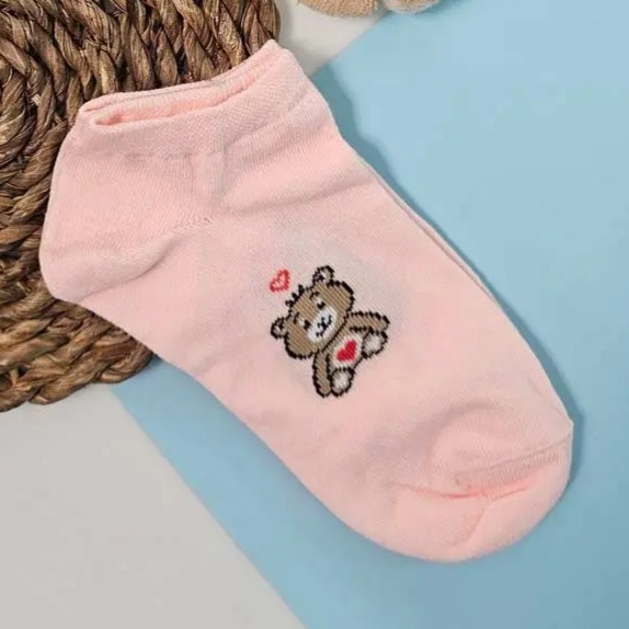 جوراب نیم ساق پنبه ای خرسی قلبی 7003 روما