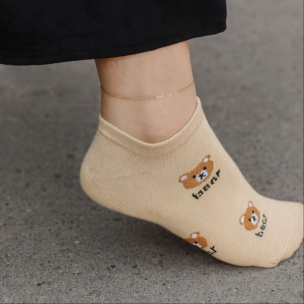 جوراب نیم ساق پنبه ای طرحدار خرسی 7022 روما