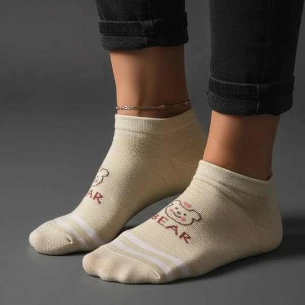 جوراب نیم ساق پنبه ای طرحدار خرسی 7003 روما