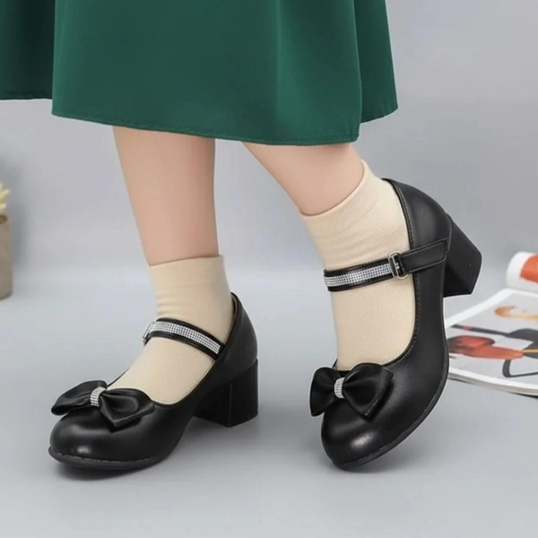 دخترانه پاشنه دار چرمی پاپیونی چسبی درسا 65