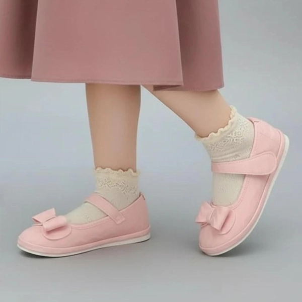 کفش دخترانه پاپیونی چرمی چلیپا مدل 57