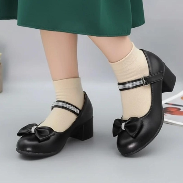 دخترانه پاشنه دار چرمی پاپیونی چسبی درسا 65