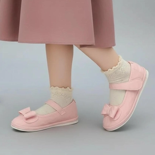 کفش دخترانه پاپیونی چرمی چلیپا مدل 57