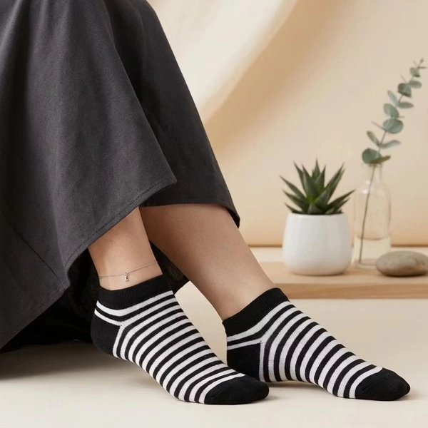 جوراب نیم ساق پنبه ای راه راه 7016 روما