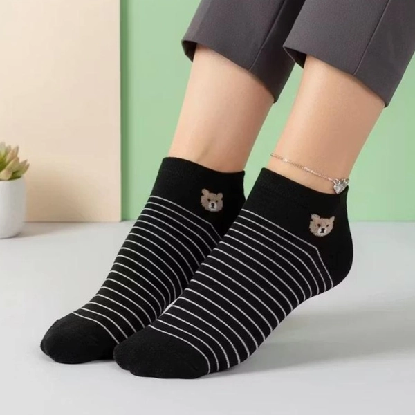 جوراب نیم ساق پنبه ای راه راه 7026 روما