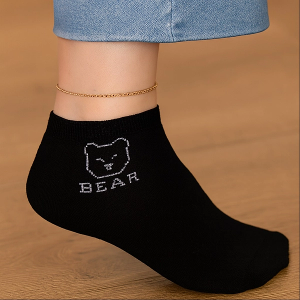 جوراب نیم ساق پنبه ای طرحدار خرسی 7004 روما